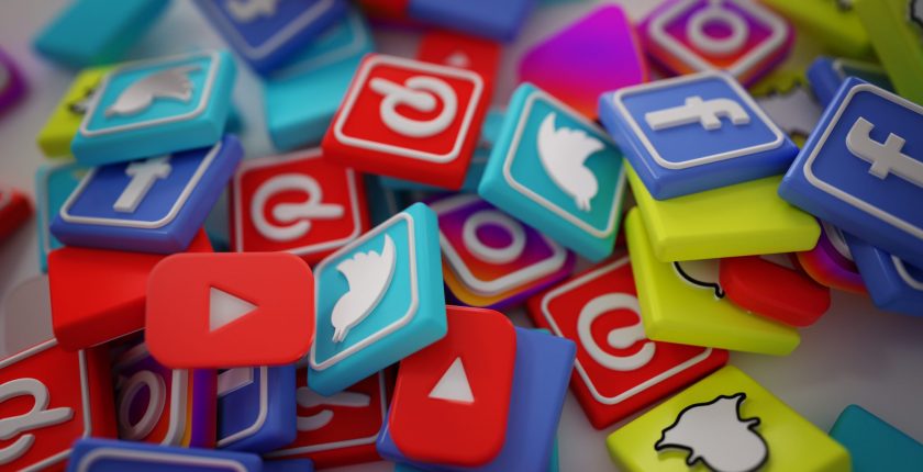 Pile of 3D Popular Social Media Logos