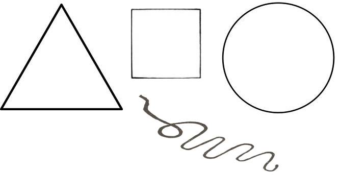 garis, lingkaran, kotak, segitiga