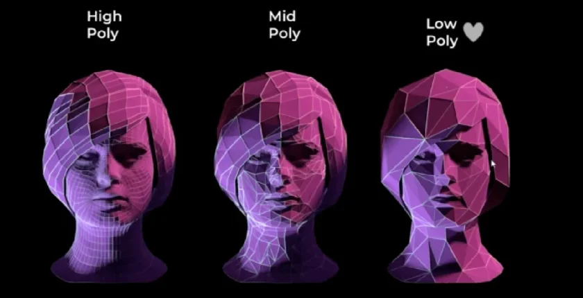 Polygon Low vs High Poly pada proyek animasi